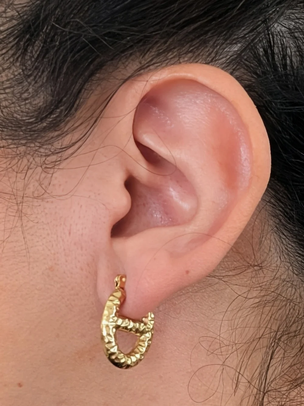 Gold-Tone Hammered CD Hoop Earrings - Women's Jewelry